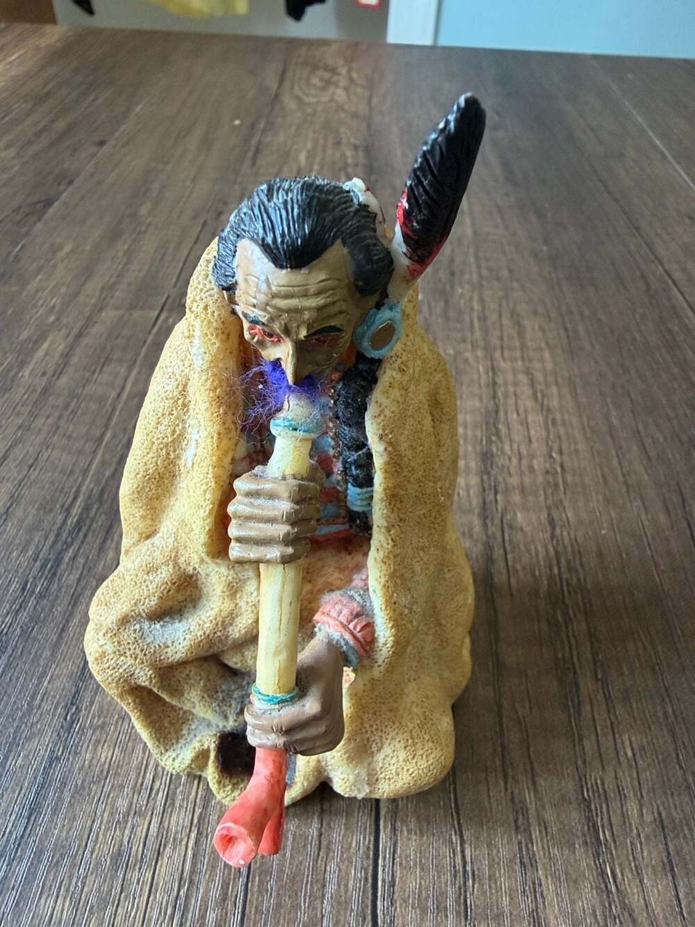 Andrea Native American Indian Chief Smoking Peace Pipe Figurine